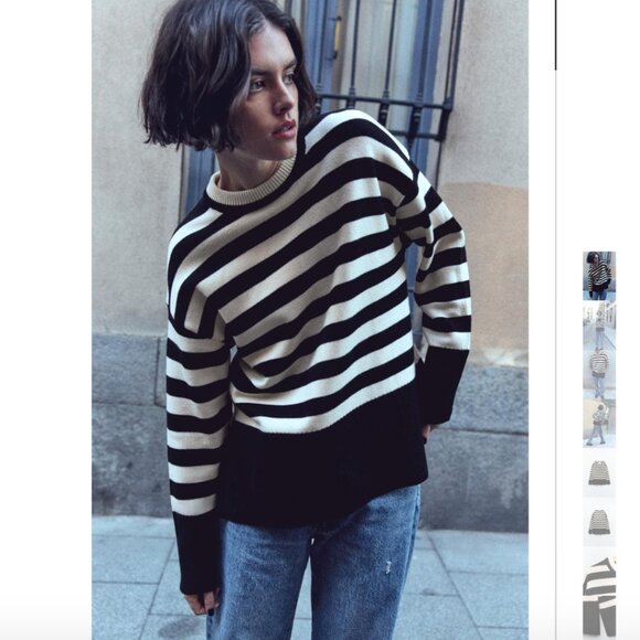NWT ZARA STRIPED KNIT SWEATER STRIPED - Picture 1 of 8